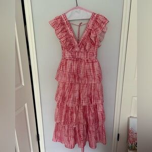 Pink fluffy ruffle dress